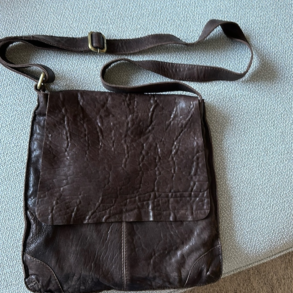 Brown leather satchel purse from Italy